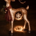 thumbnail image 5 of Diceymbol Christmas Reindeer Decorations, Rustic Resin Deer Figurine with Hanging Snowflake and Bell Scarf, Tabletop Mantel Shelf Holiday Decor, 5 of 7