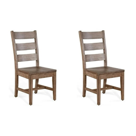 Pemberley Row Wood Taupe Brown Chair Ladderback Scooped Seat 40"H Unassembled