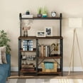 thumbnail image 3 of Tribesigns Kitchen Baker’s Rack Microwave Oven Stand with Wire Basket and 6 Hooks, 35.5 inches Kitchen Cart Utility Storage Shelf Organizer Coffee Bar, 3 of 7