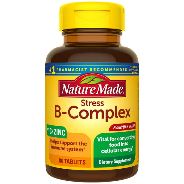 Nature Made Stress B-Complex with Vitamin C and Zinc Tablets, 80 Count