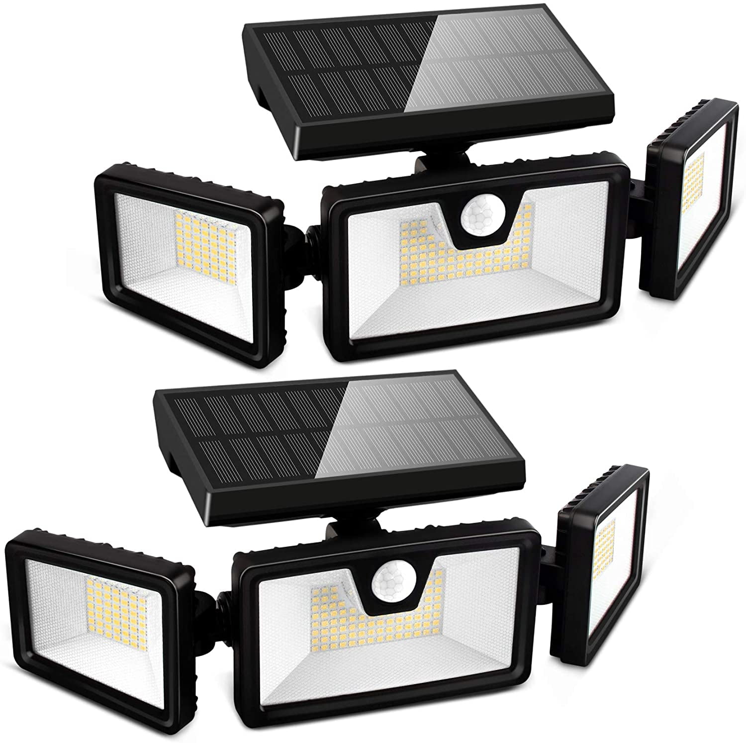 3-Head 188 LED Solar Security Motion Flood Light 1200LM Outdoor Sensor Lamp 