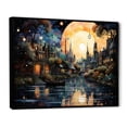thumbnail image 2 of Designart "Yellow Canal City Reflections Pointillism I" Canals Floater Framed Canvas Art Print, 2 of 7