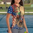 thumbnail image 3 of FUIALDOLG Horse Race American Flag Golf Polo Tops, Quick Dry Breathable Half-Zip Golf Shirt for Tennis Outdoor Shopping Soft, 3 of 10