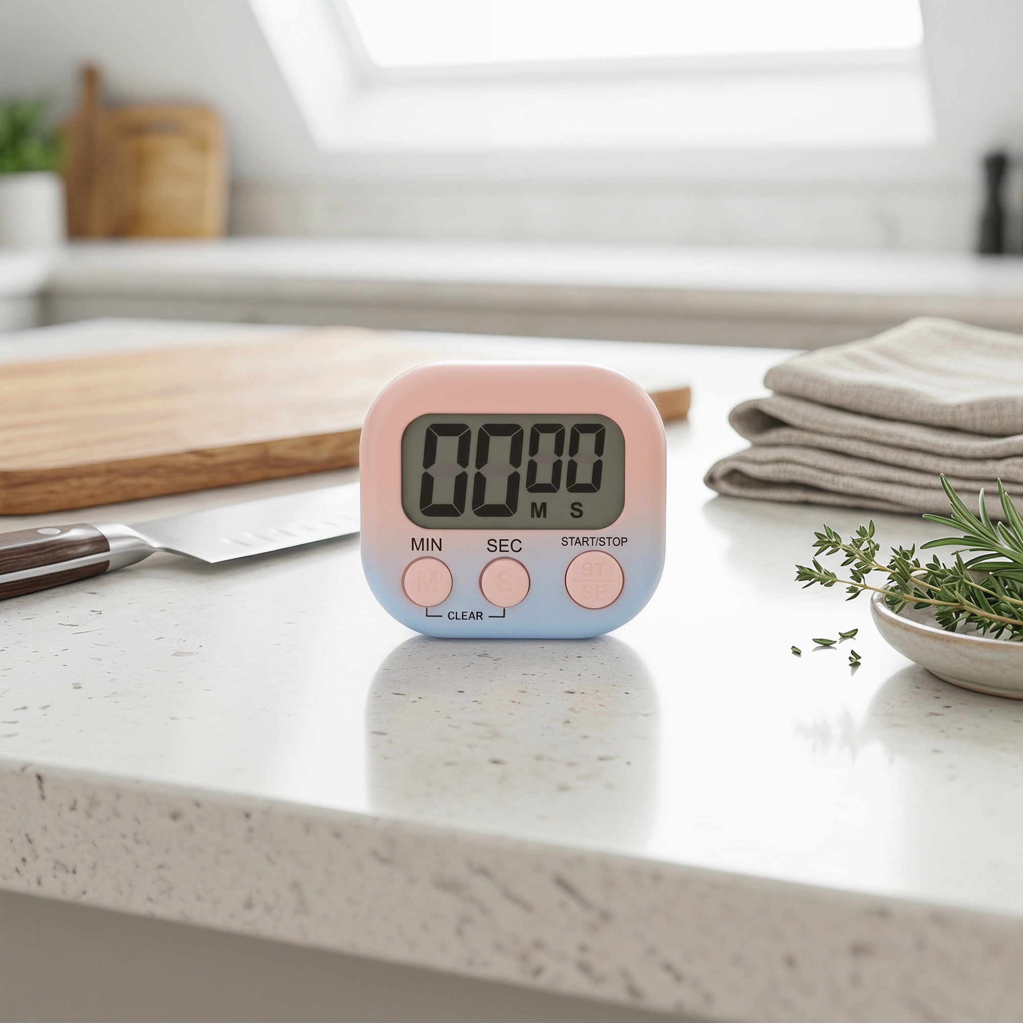 Unique Bargains Kitchen Timer with Loud Alarm and Magnetic Backing for Study Pink Blue