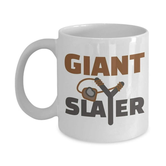 Giant Slayer With David's Slingshot Bible Story Inspired Coffee & Tea Gift Mug, Sunday School Rewards, Prizes, Supplies, Stuff And Gifts For Christian Kids, Teenager Boys, Girls, Teens And Youth