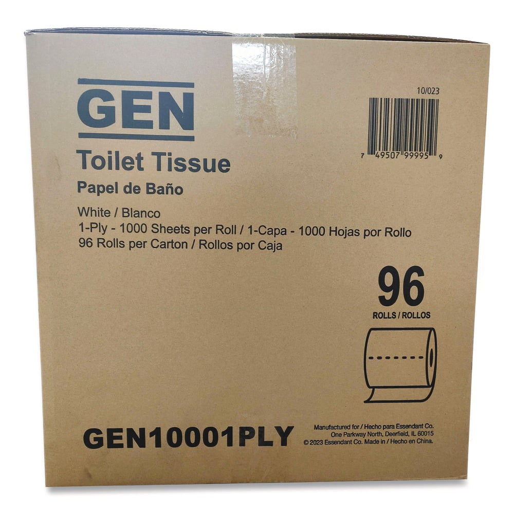 GEN GEN10001PLY 1-Ply Septic Safe Bath Tissue - White (1000 Sheets/Roll, 96 Rolls/ Carton)