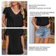 thumbnail image 5 of Blusa de verano transpirable con manga corta y cuello en V para mujer para citas diarias de compras Negro XL, 5 of 6