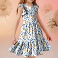 thumbnail image 6 of Juslio Girls Dress Summer Beach Ruffle Sleeve Round Neck A Line Dresses Knee Length Casual Orange Sundress, 6 of 8