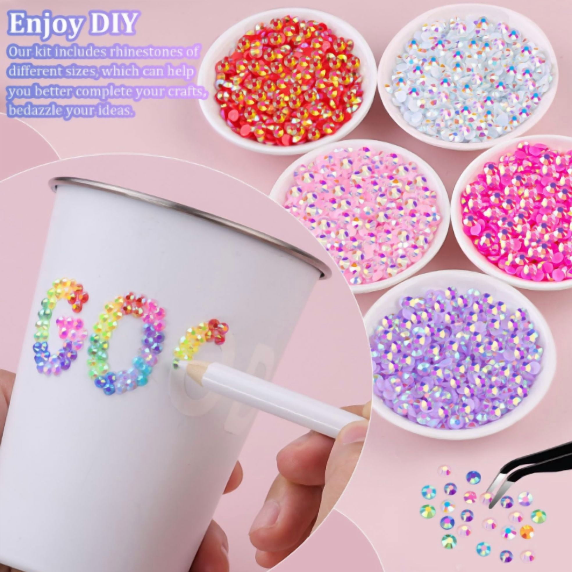 GliJian Bedazzler Kit with Rhinestones, Multicolor Rhinestones for Nails, 30000Pcs Resin Bedazzling Kit - 3mm Crystal With 3Pcs 10ml Jewelry Glue B
