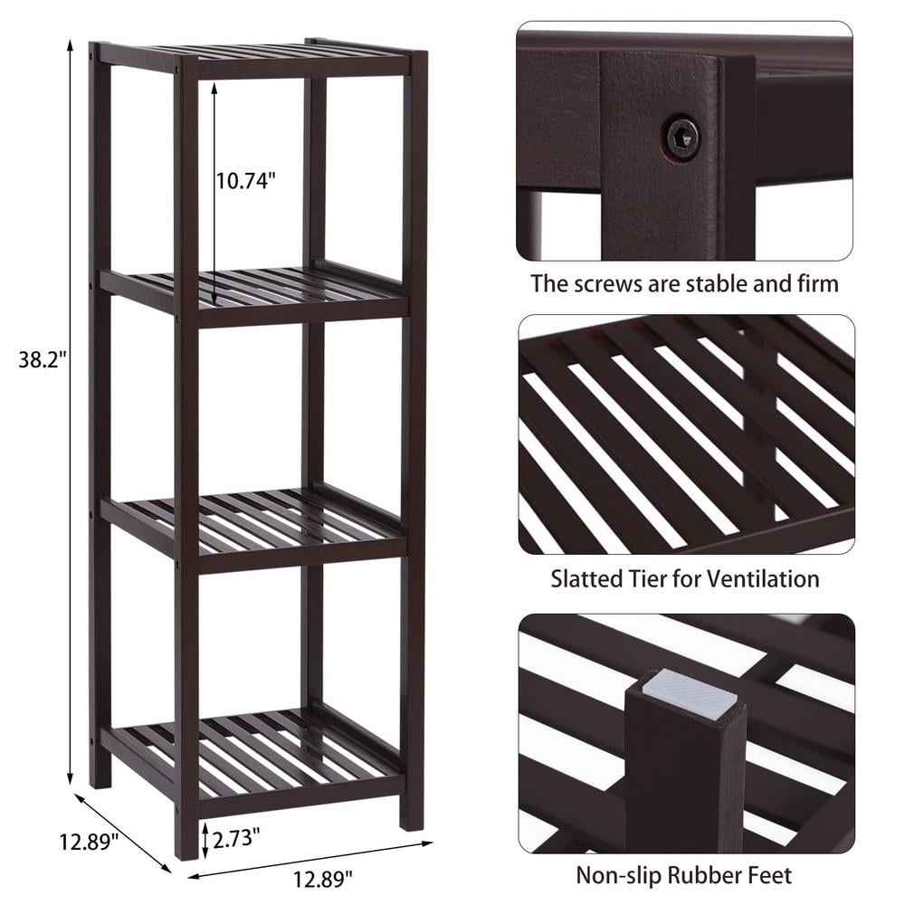 Shelving Unit 4 Tier Multipurpose Storage Rack Bin Display Shelf Standing Decor 