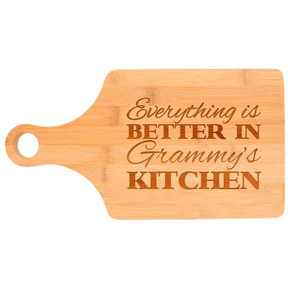 ThisWear Everything Is Better in Grammy's Kitchen Decor Grandma Gift Paddle Shaped Bamboo Cutting Board