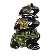 Set of 3 Hand Painted Wood Frog Guiro Rasps - Percussion Instrument Tone Blocks by World Percussion USA