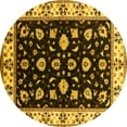 thumbnail image 1 of Ahgly Company Indoor Round Oriental Yellow Traditional Area Rugs, 5' Round, 1 of 4