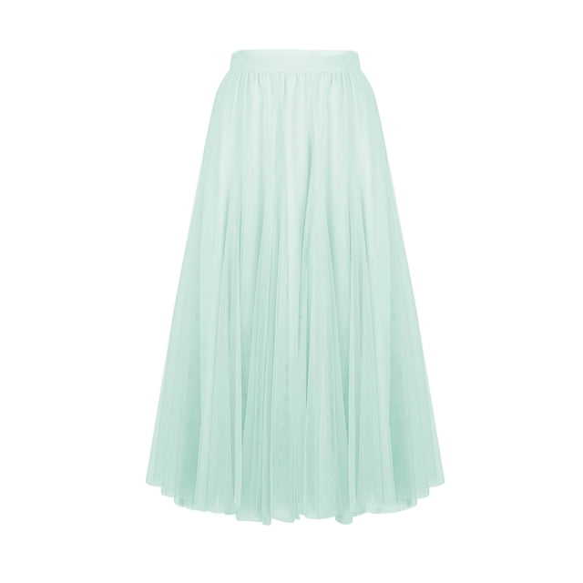 TaTaai Women Solid Elastic Waist Tulle Ankle Length Skirt Casual Fashion Skirt Ladies Spring Summer Outdoor Leisure Wear Lightweight Breathable Stylish Comfortable Skirt Gift