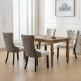 thumbnail image 4 of ODUSE-DAILY Velvet Dining Chairs Set of 4, Kitchen & Dining Room Chairs, Nailheads Tufted Chair, Sillas De Comedor, Two-Tone Fabric Upholstered, Wood Legs (Beige & Patterned, 4 Pcs), 4 of 12
