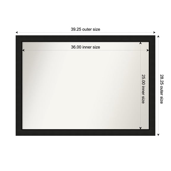 Amanti Art Custom Wall and Bathroom Mirror (28.25 x 39.25 in.), Midnight Black Narrow Frame