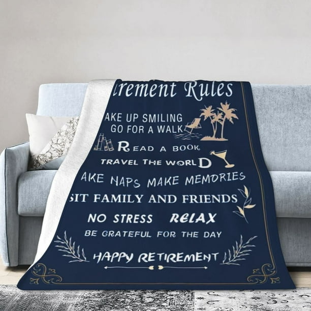 LHSHID Happy Retirement Throw Blanket Soft Fuzzy Fleece Blanket For Couch Bed Living Room Decoration 40x50in