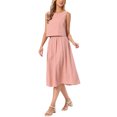 thumbnail image 4 of INSPIRE CHIC Women's 2 Piece Skirt Set Sleeveless Crop Tank High Waist A-Line Midi Skirt Casual Summer Outfits Dusty Pink M, 4 of 6