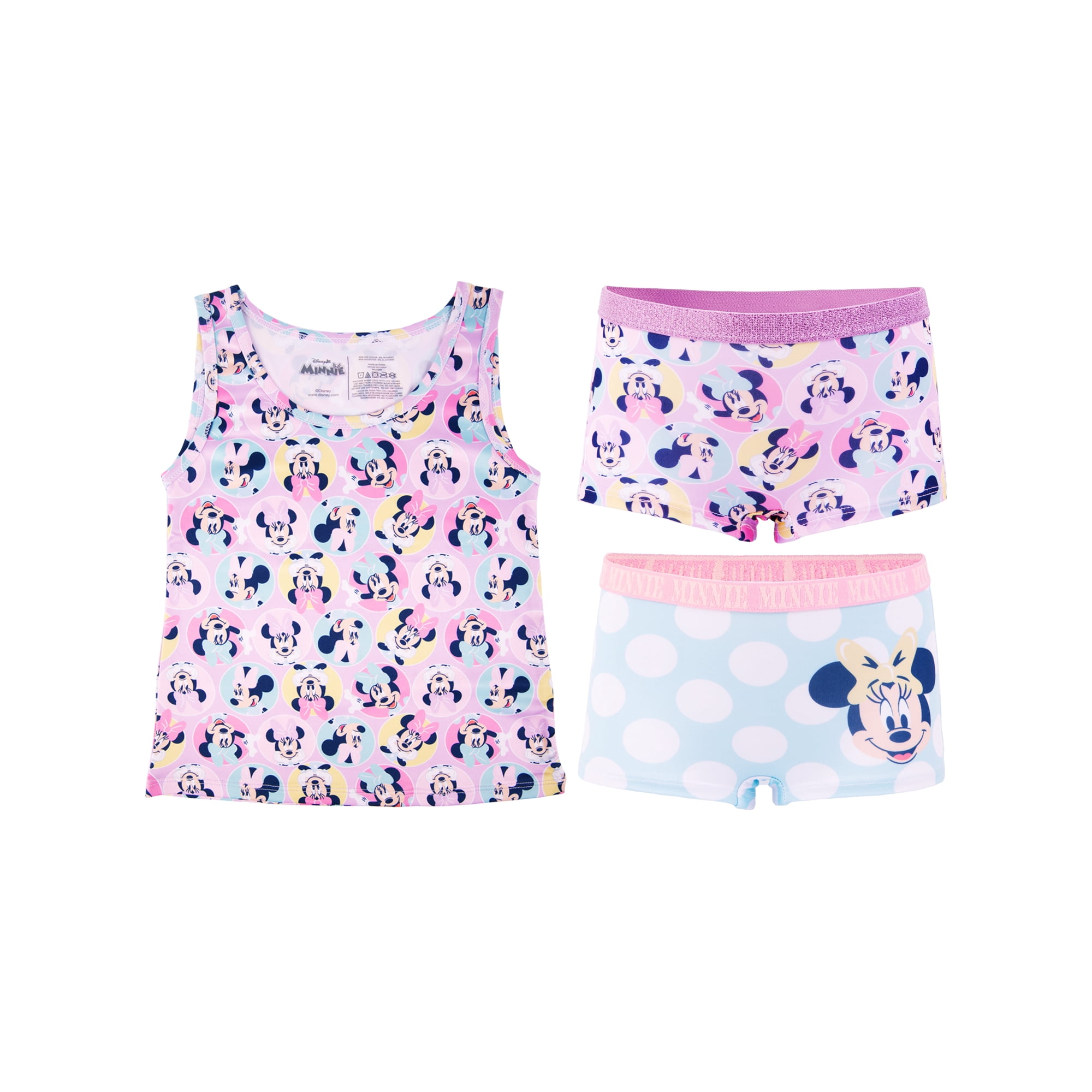 Character Toddler Girl Tank Top and Boyshorts Underwear Set, 3-Piece, Sizes 2T-4T