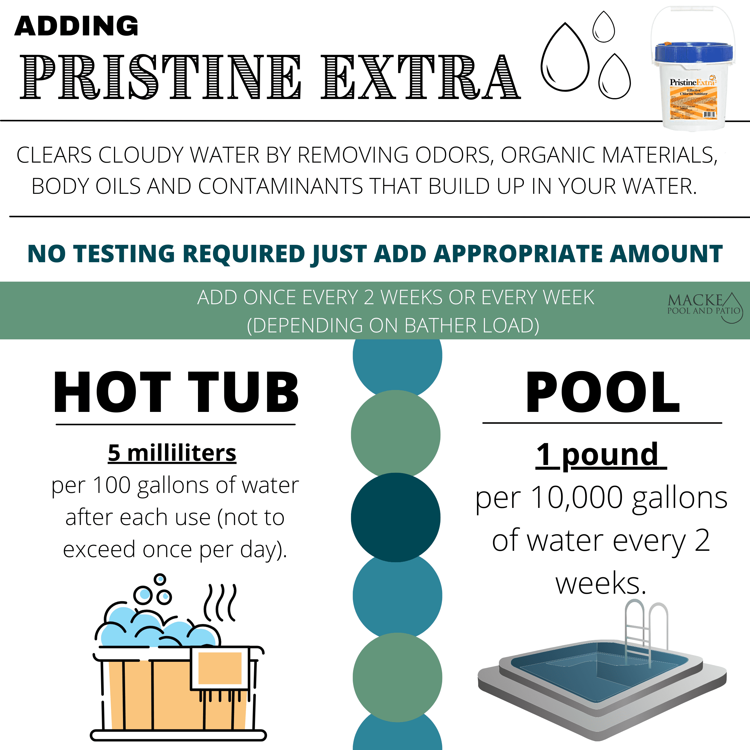 Pristine Extra Chlorine Shock 4 lb container with Macke Pool Product Guide