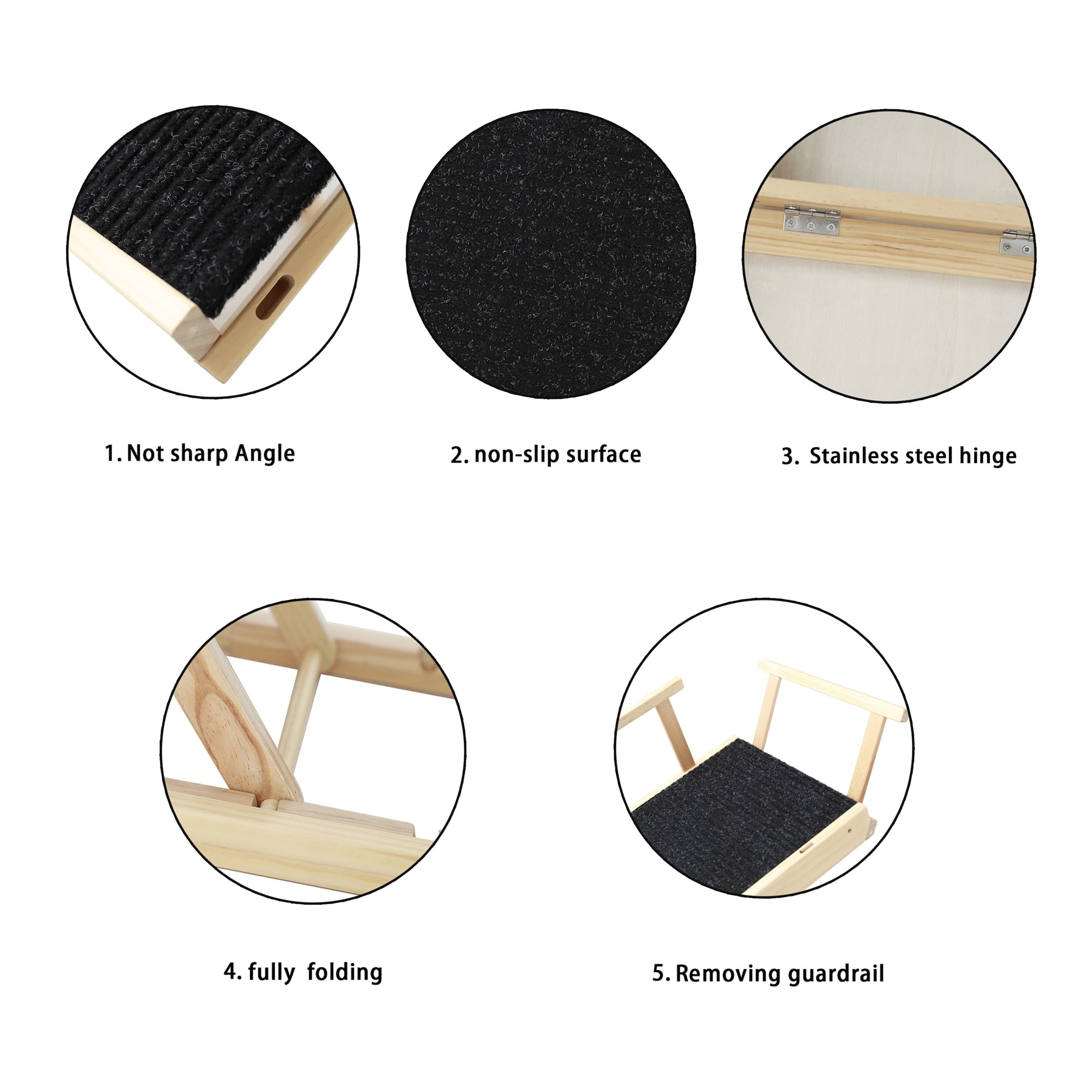 Pefilos 24" Tall Pet Ramp, Wood Folding Portable Dog Cat Ramp with Safety Side Rails, Adjustable Height from 9.3" to 24" Dog Stairs for Car, SUV, Bed, Black Pefilos 24" Tall Pet Ramp, Wood Folding Portable Dog Cat Ramp with Safety Side Rails, Adjustable Height from 9.3" to 24" Dog Stairs for Car, SUV, Bed, Black