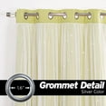 thumbnail image 2 of Best Home Fashion Set of 2 Tulle Overlay Star Cut Out Silver Grommet Curtains for Bedroom, Living Room, Kids Room, Sun Blocking Thermal Insulated Blackout Window Curtains (Sage, 52" W x 84" L), 2 of 4