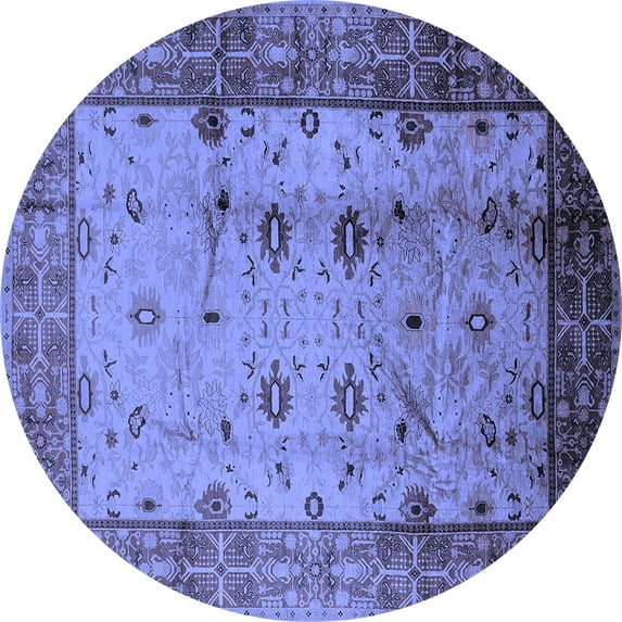 Ahgly Company Indoor Round Oriental Blue Industrial Area Rugs, 6' Round