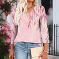 thumbnail image 4 of CYMMPU Women's Summer Fall Tunic Tops Casual Business Work Blouses Shirts Floral Printed Flowy Blouse 3/4 Length Sleeve Basic Tees V-Neck 2025 Clothes Pink XXXL, 4 of 8