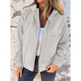 thumbnail image 5 of Women'S Solid Color Corduroy Jacket Minimalist Style Hooded Zip Front Coat Casual Outerwear Milky White 5XL, 5 of 8