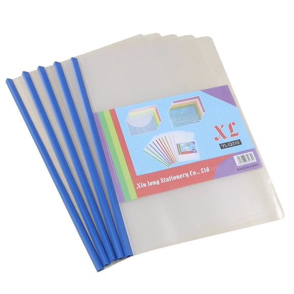 OUNONA Transparent Plastic Report Binder, Blue, Sliding Bar, Suitable for Schools and Enterprises, 10Pcs