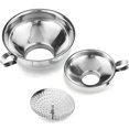 thumbnail image 1 of AMZVIO 3PCS Canning Funnel with Strainer for Wide and Regular Mason Jar,Wide Mouth Metal Funnels for Kitchen Use, Stainless Steel Funnels for Filling Bottles Mason Jars (Wide Funnel Set), 1 of 7