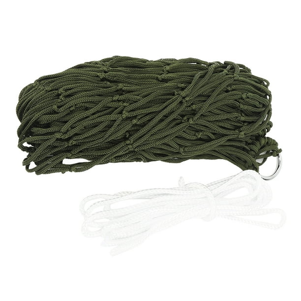 Hamaca de malla para exteriores, hamaca para acampar para una sola persona, hamaca de red de nailon simple con cuerda