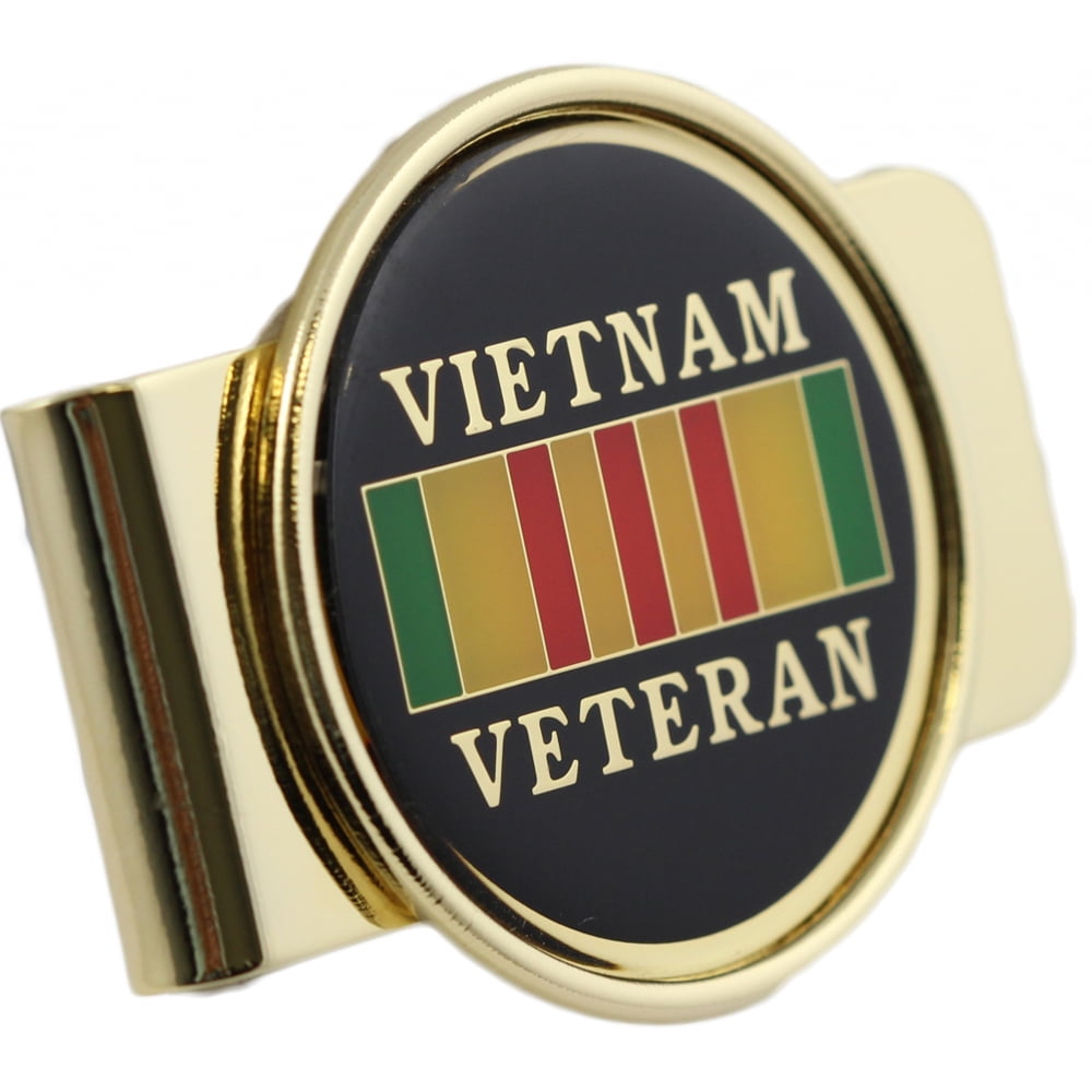 VIETNAM Veteran Campain Ribbon Metal Money Clip Cardholder 