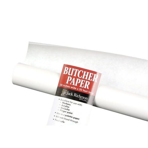 Jack Richeson Butcher Paper Roll, 30 Inches x 50 Feet, White