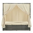 thumbnail image 5 of Adjustable Sun Bed Chaise Lounge With Curtain, Outdoor Patio Furniture Set with Storage Cabinets and Soft Cushion for Patio,Backyard,Garden, Beige, 5 of 7