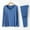 Blue, variant on Swuxness Men 2 Piece Set Pajama Long Sleeve Crew Neck Top Straight Pants Solid Color Warm Homewear