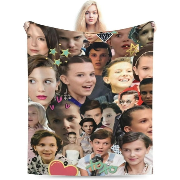 Blanket Millie Bobby Brown Soft and Comfortable Warm Fleece Throw Blankets Yoga Blankets Beach Blanket Picnic Blankets Gift for Dorm room office decor Sofa Bed Camping Travel All Season