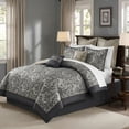 thumbnail image 2 of Regency Heights 8 Pieces Jacquard Comforter Set with Bedskirt and Decor Pillows, Queen, Black, 2 of 9