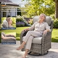 thumbnail image 4 of POCASSY Outdoor Swivel Chair Set of 4, All Weather Gray Wicker Patio Swivel Chairs Set with High Back and Thick Cushion for Garden Balcony Porch - Gray/Beige, 4 of 9