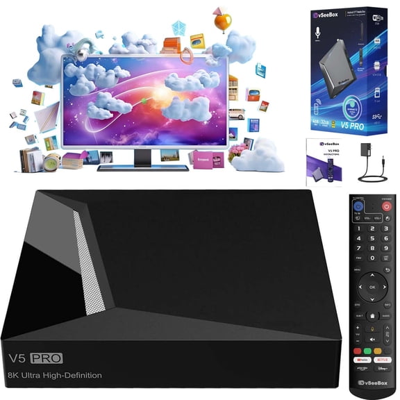 2026 Vseebox V5 Pro Version Voice Control, 4GB 32GB 8K HD, HDMI & Wi-Fi Support