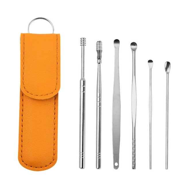 RYRDWP Kit de Retrait de Cire d'Oreille Portable 6 Pcs, Cire d'Oreille en Acier Inoxydable