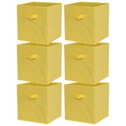 Naioewe Fabric Storage Bins, Set Of 6 Collapsible Fabric Cube Storage Baskets 11,(Yellow)