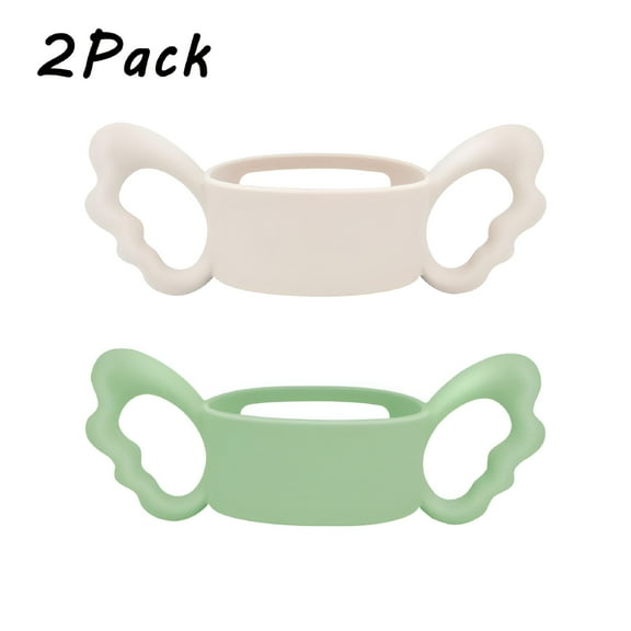 ACDANC Baby Bottle Handles - 2 Pieces Silicone Bottle Handles for Wide-Neck Bottles (Green White)
