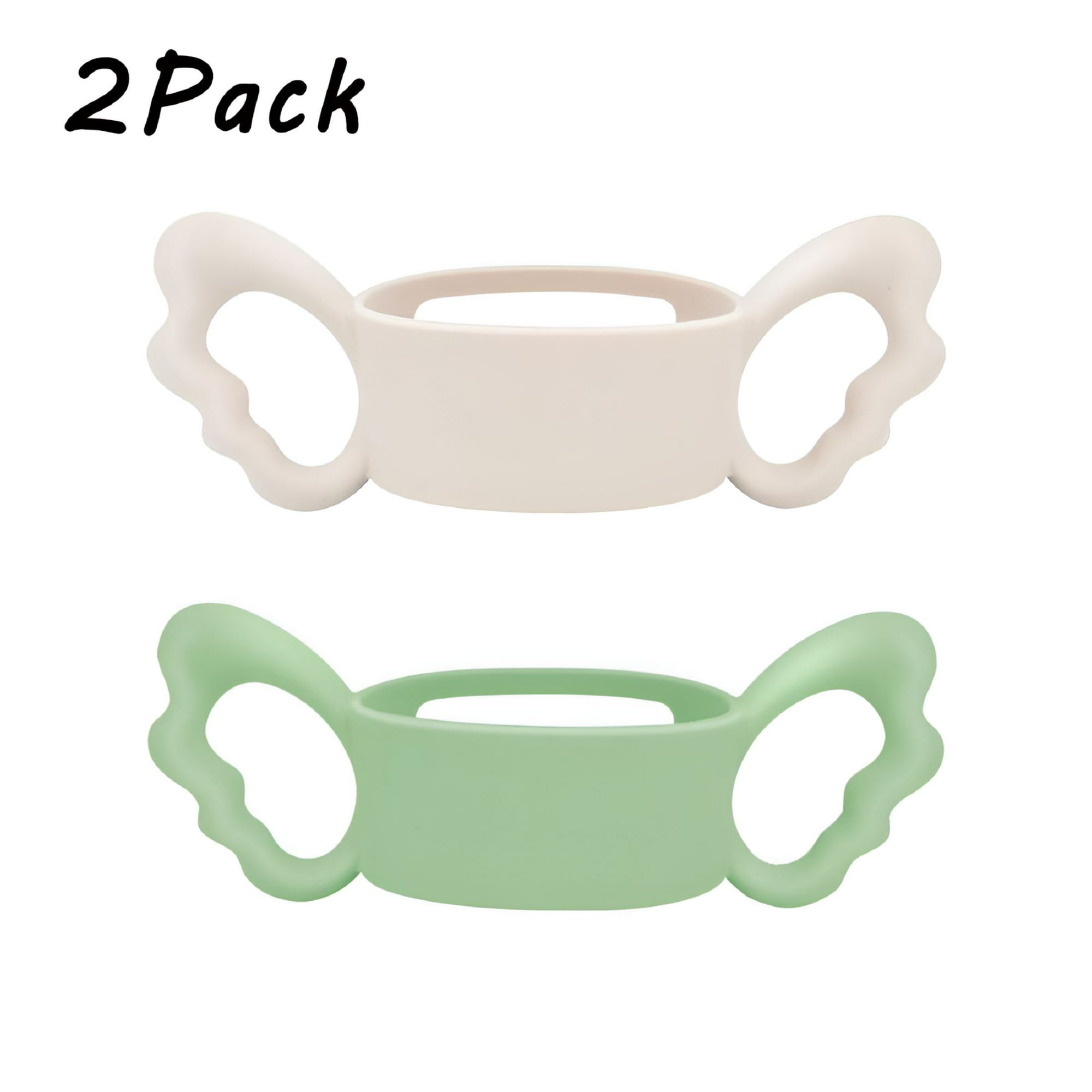 ACDANC 2026 New Baby Bottle Handles-2 Pieces Silicone Bottle Handles for Wide-Neck Bottles(Green+White)For Baby Feeding,Bottle Handling,Grip Support,Infant Use,Easy Holding,Feeding On-The-Go