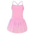 thumbnail image 4 of ZHOGXU Kids Girls Ballet Dress Sleeveless Solid Color Spaghetti Strap Sparkly Sequins Comfortable Breathable Mesh Dance Dress For Training,Pink,4-5 Years, 4 of 9