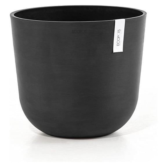 Oslo Durable Modern Round Indoor/Outdoor Recycled-Based Composite Flower Pot Planter, Dark Grey, 14"