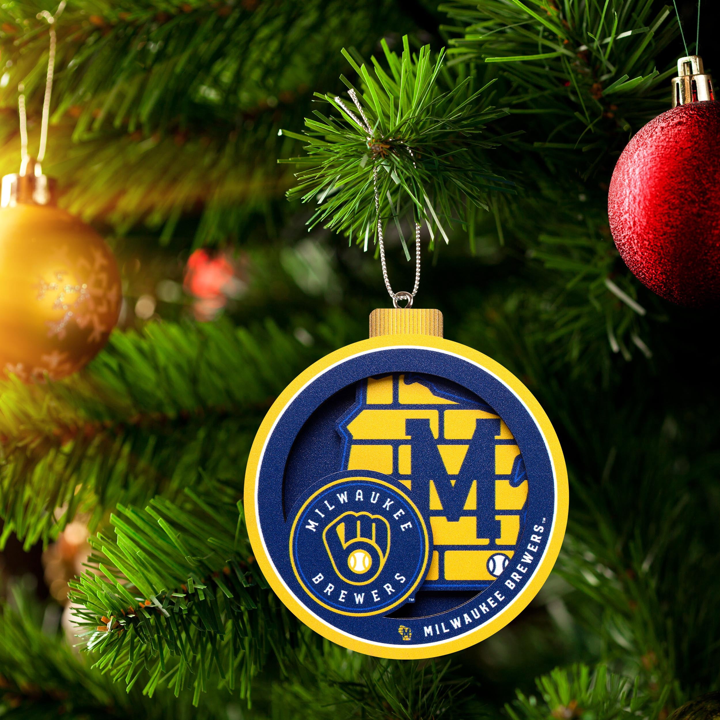 YouTheFan MLB Milwaukee Brewers 3D Logo Series Ornament