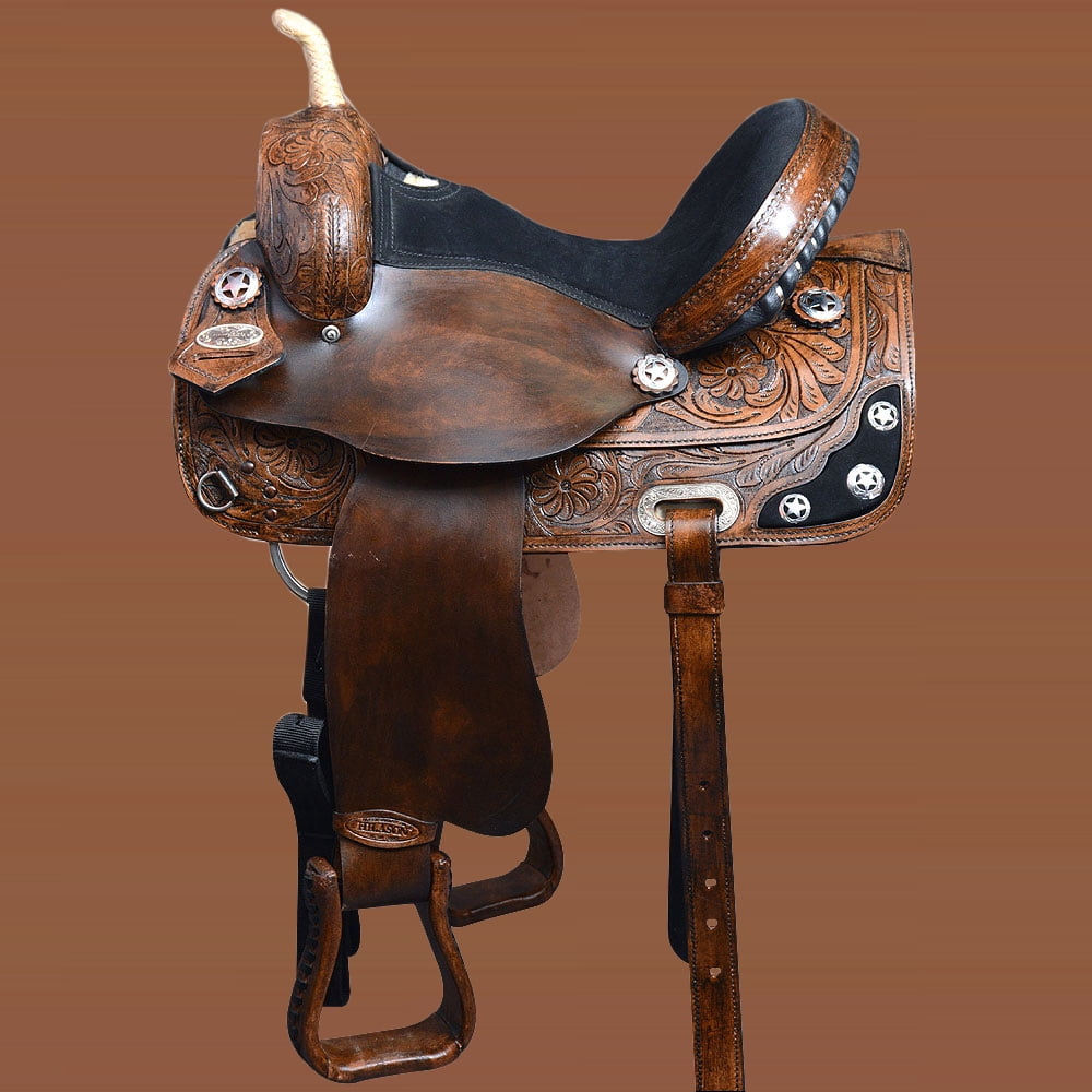 14 In Used Western Horse Saddle American Leather Trail Barrel Hilason