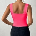 thumbnail image 4 of Plus Size Tank Tops for Women Sleeveless Square Collar Summer Strap Solid Color Tank Hot Pink XS, 4 of 4