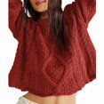 thumbnail image 2 of Women'S Oversized Fall Sweaters Casual Long Sleeve Crewneck Chunky Cable Knit Pullover Tops Winter Clothes Red L, 2 of 9